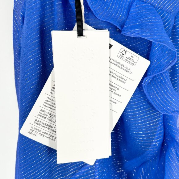 NWT Saloni Tamara Ruffle Metallic Pinstripe Maxi - Picture 12 of 13